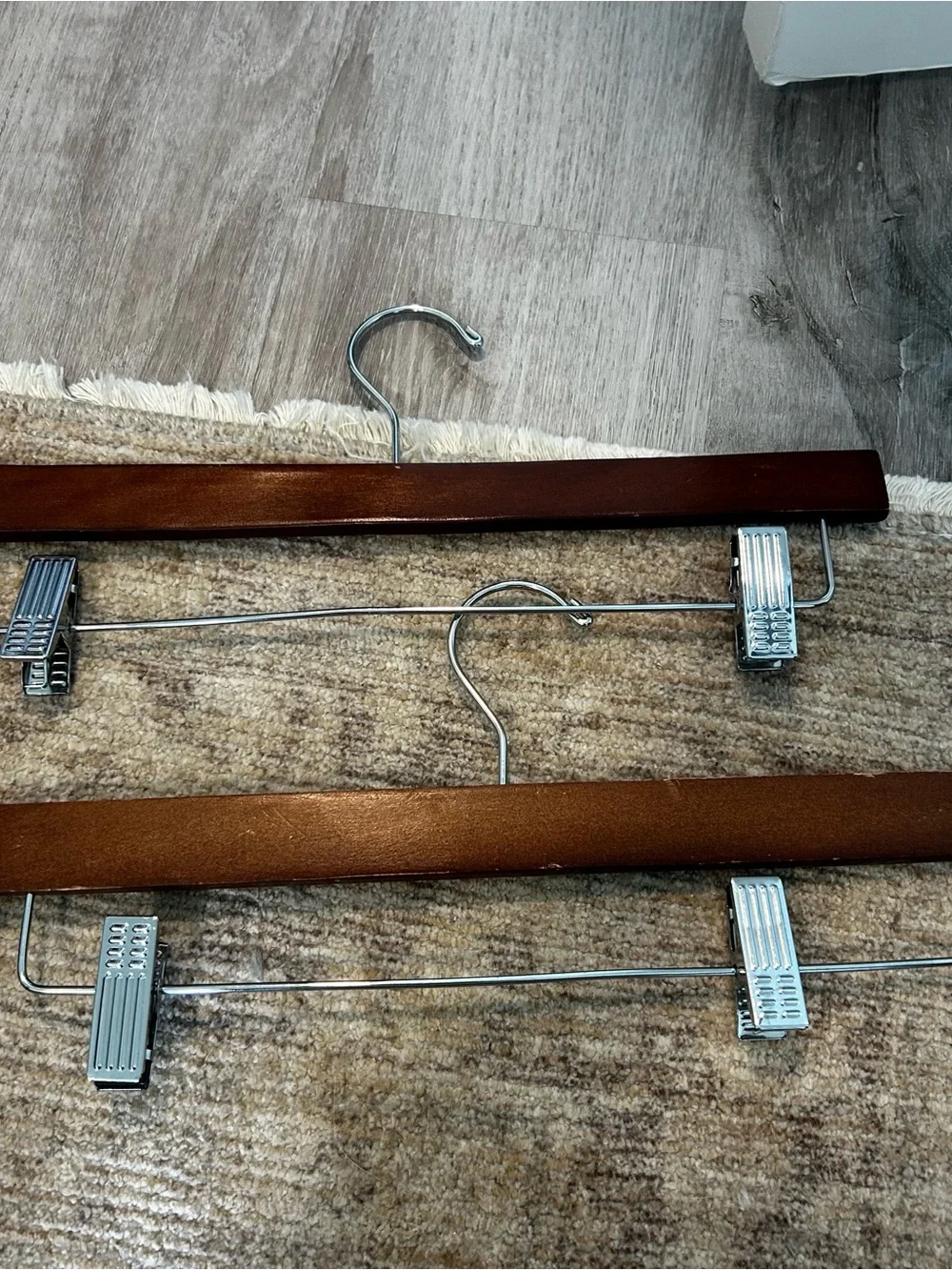 Multi-Tier Metal & Wood Pants/Skirt Hangers - Chrome and Brown